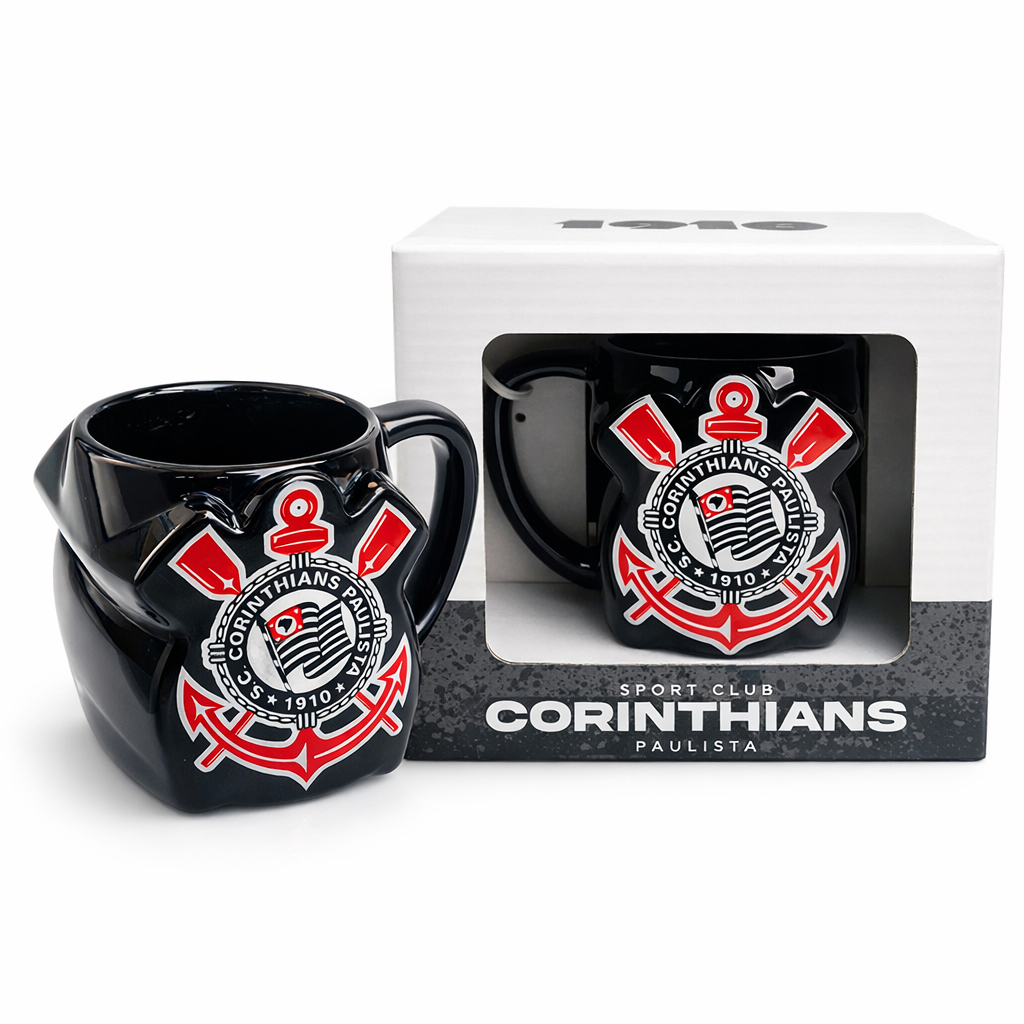 Caneca de Porcelana Escudo 3D OFICIAL Corinthians