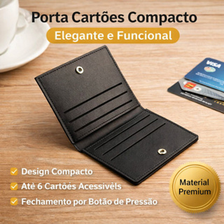 Carteira Feminina Multi-Cartão Porta-Cartão com 2 Dobras Casual Unissex D475 VT em Oferta na Shopee