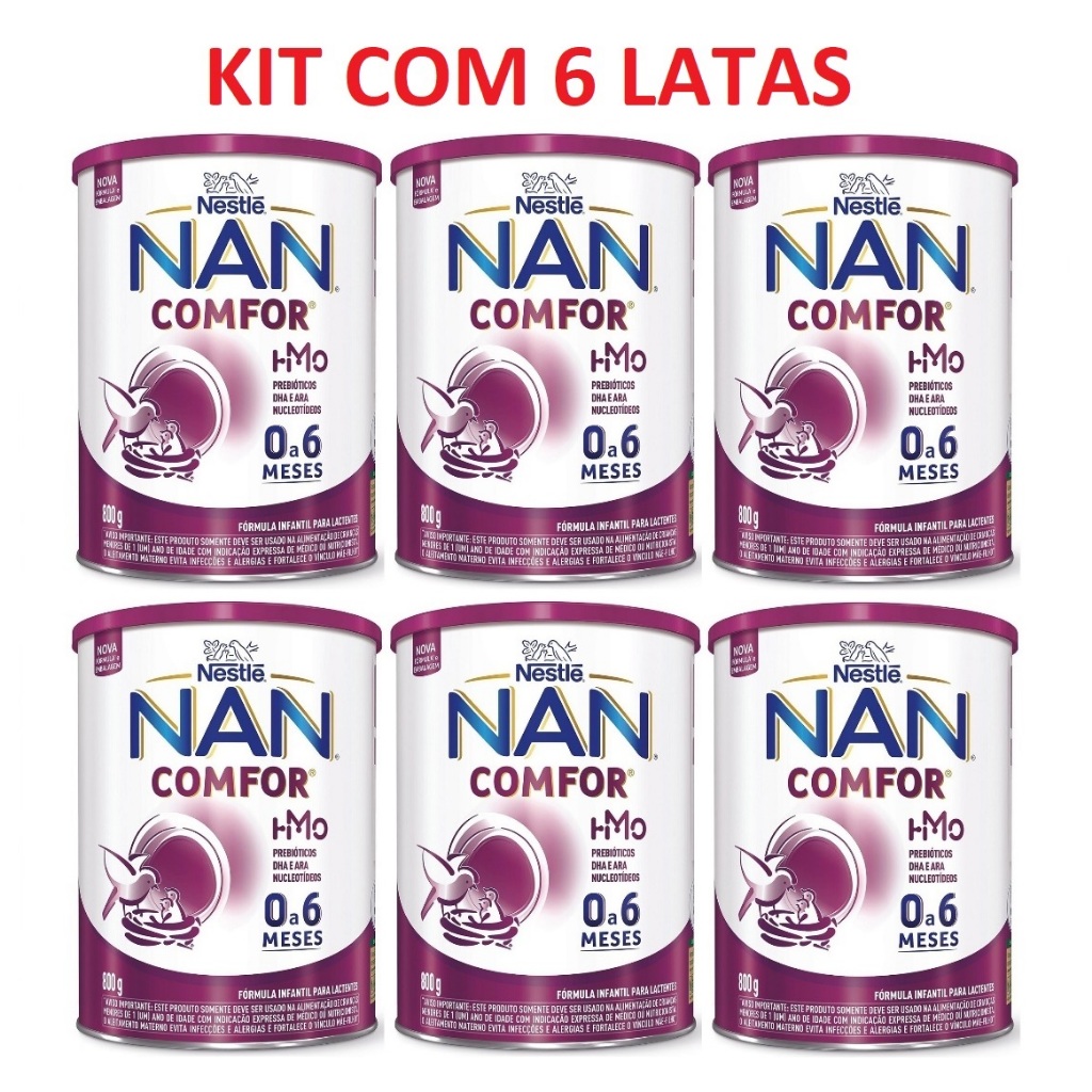 Kit 6 Latas NAN Comfor 800gr 0 a 6 Meses (ROXO)