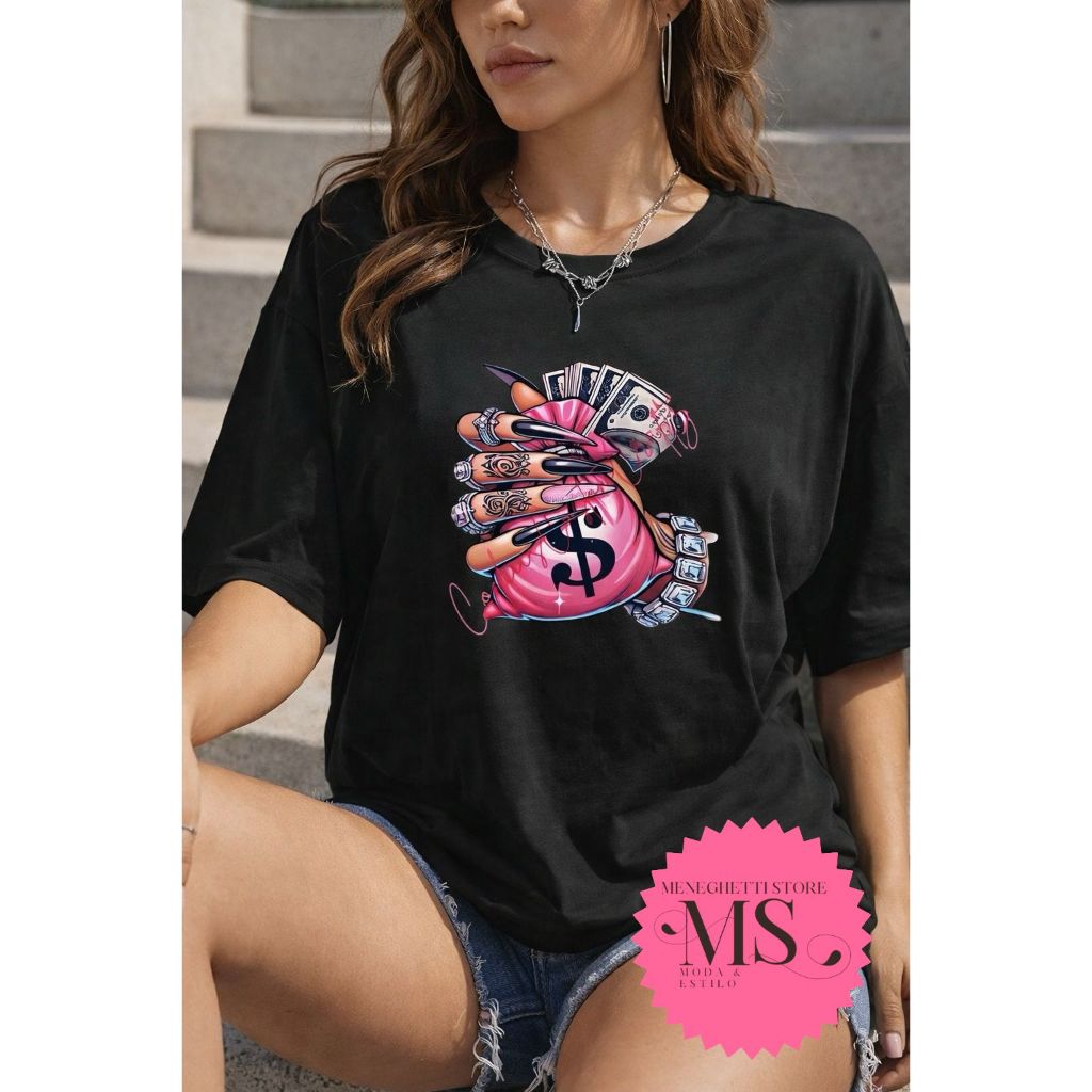 Camiseta Feminina Moderna Algodão 30.1 Macia Leve Gola Redonda Casual