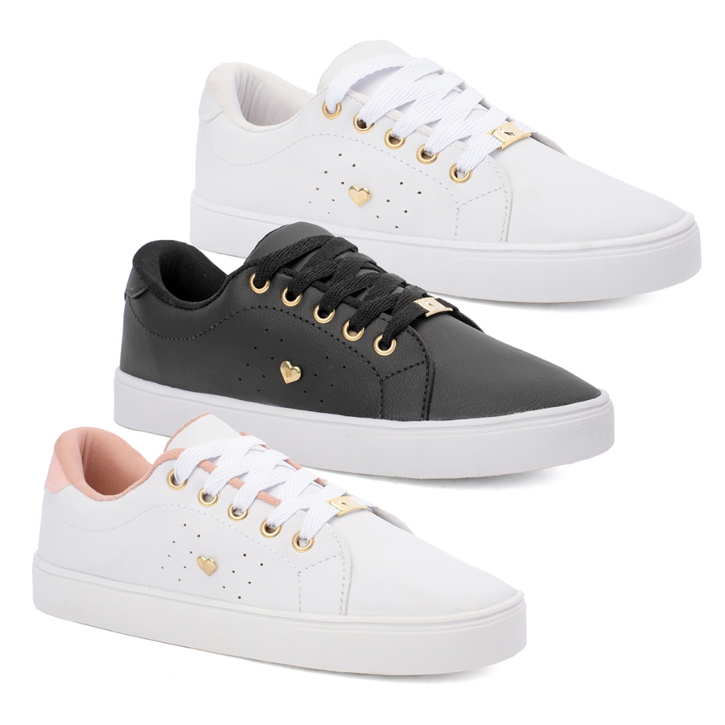 Tênis casual Feminino Coração Leve e Confortável Dia a dia oferta