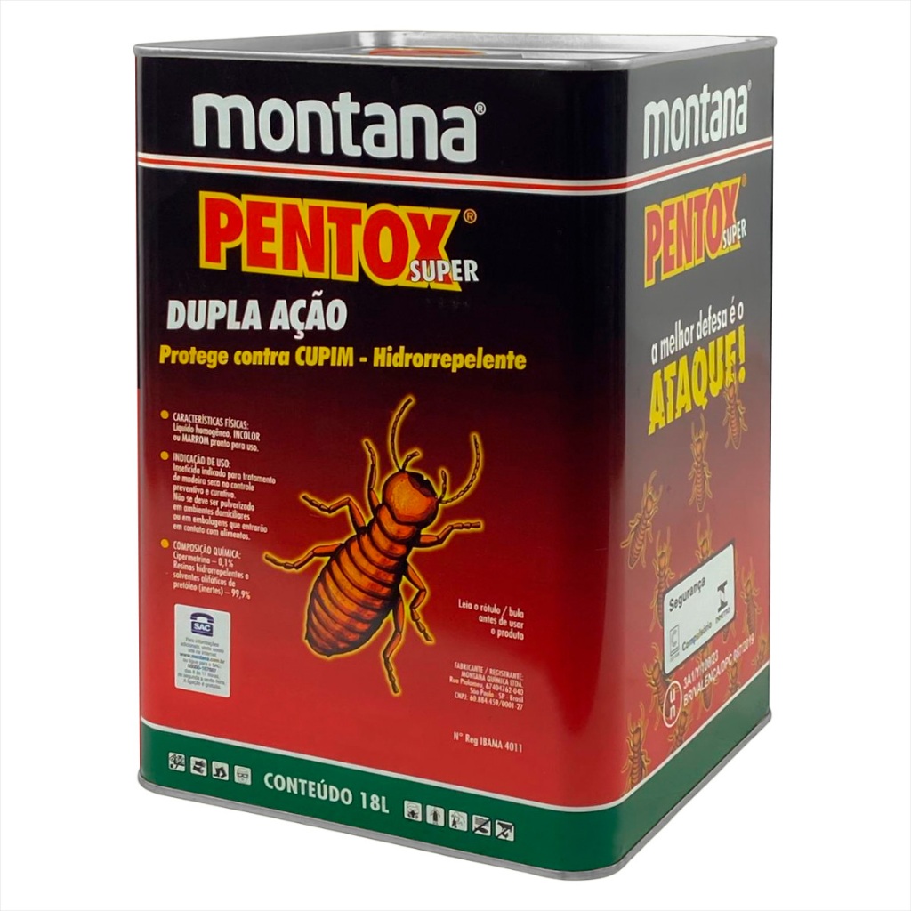 Protege Madeira Cupinicida Pentox Incolor e Marrom 18 Litros Montana