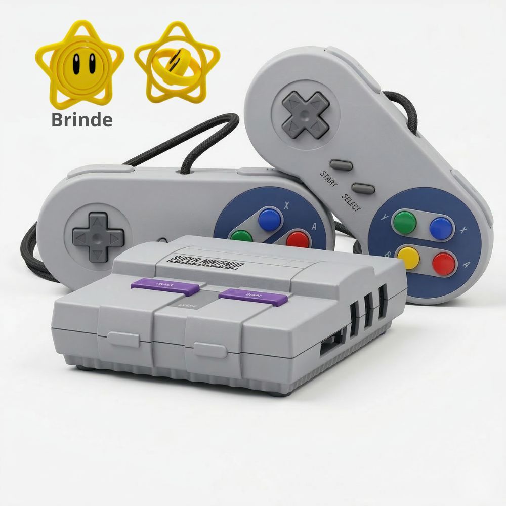 Mini Super Nintendo Console Retro com Jogos Clássicos Game + 2 Controles