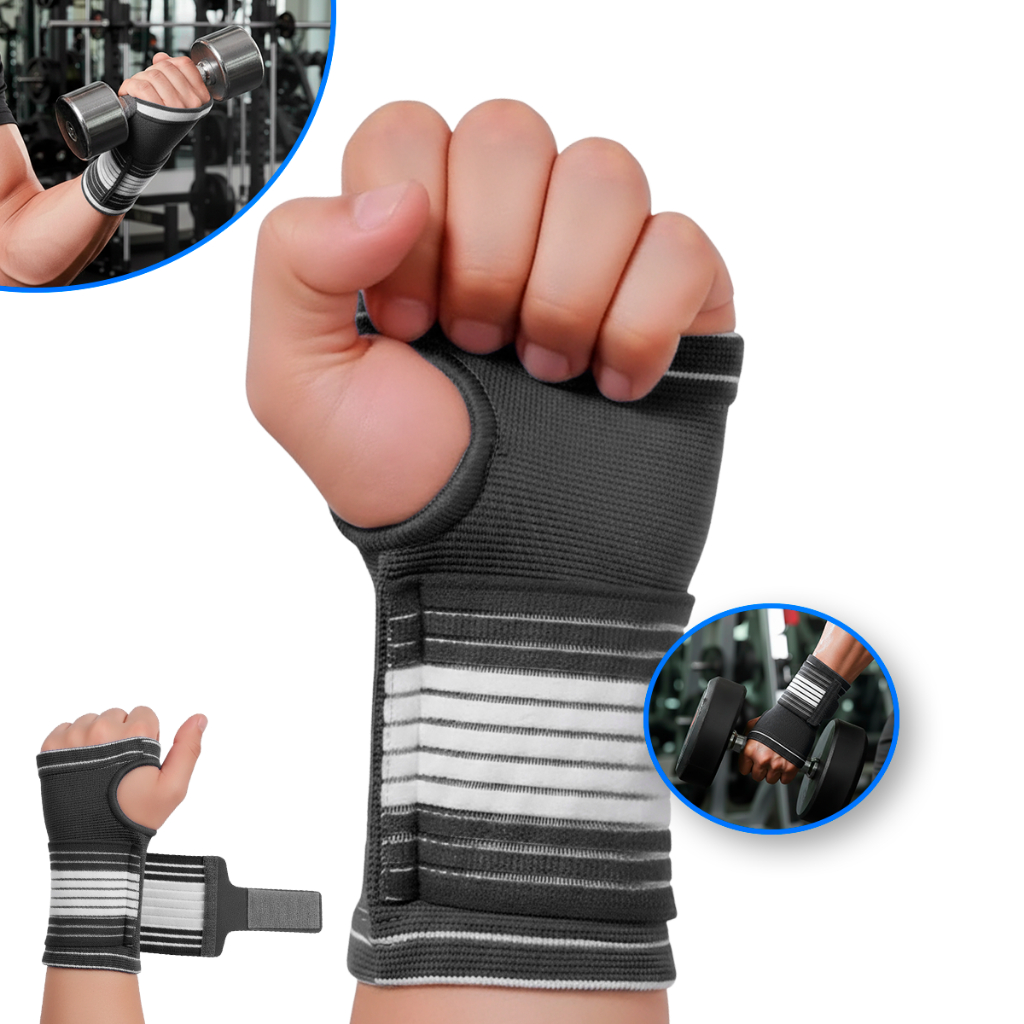 Munhequeira Pulso Ajustável Velcro Tamanho único Suporte Proteção Entorses Alívio dores em Oferta na Shopee