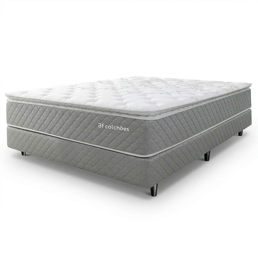 Cama Box Casal Colchão Molas Ensacadas com Pillow Top Extra Conforto 138x188x67cm BF Colchões