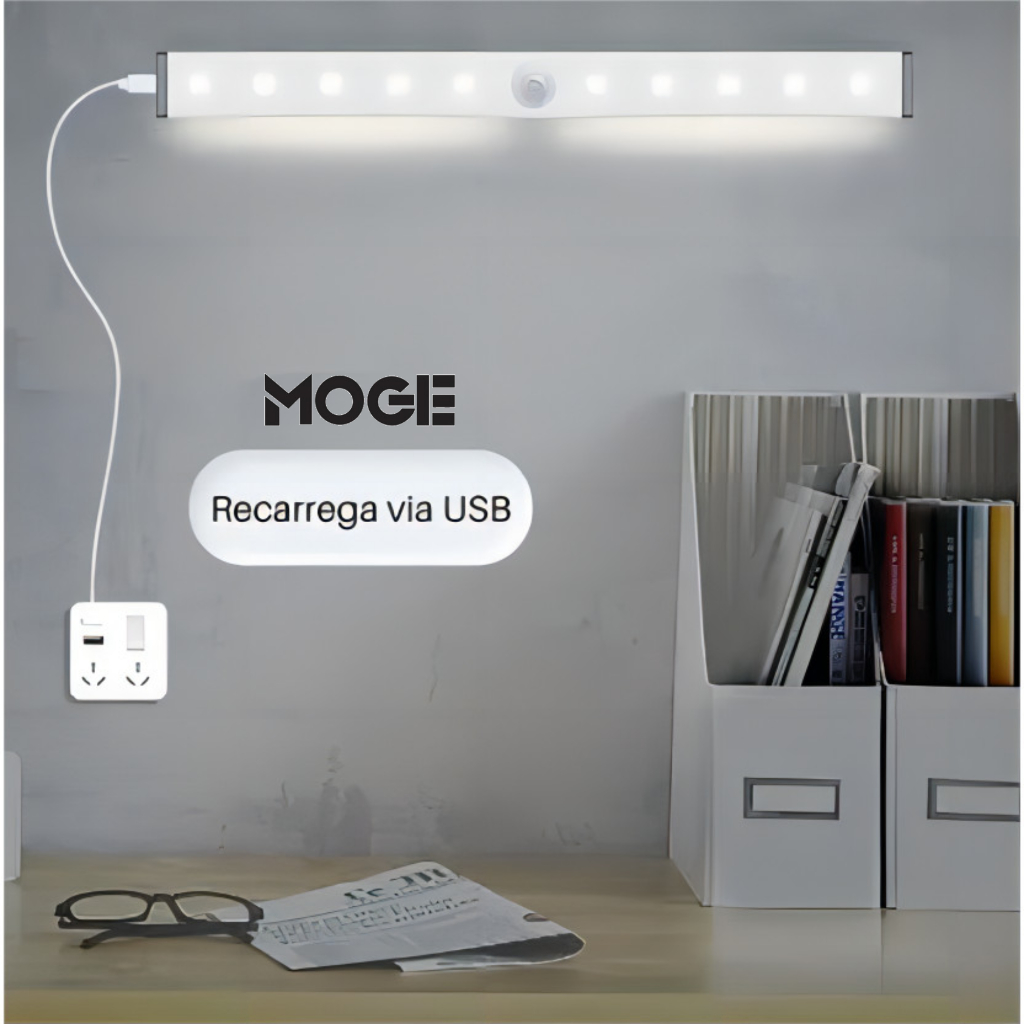 Luminária LED com Sensor de Presença | Recarregável | 3000K/6000K | Diversos Tamanhos