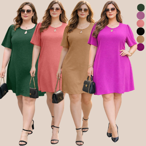 KIT 2 VESTIDOS FEMININOS PLUS SIZE ELEGANTE SOCIAL VESTIDO FEMININO MODERNA TENDENCIA FEMININA ESTILOSA SOLTINHA VERÃO