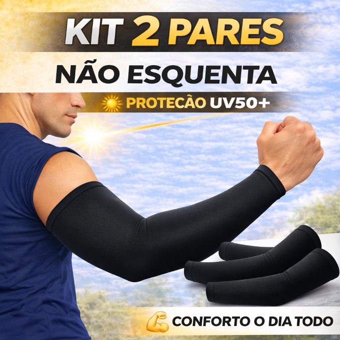KIT 1/2/3 PARES MANGUITO PROTEÇÃO SOLAR UV50+ SEGUNDA PELE FINA BRAÇO MASCULINA FEMININA RESPIRAVEL