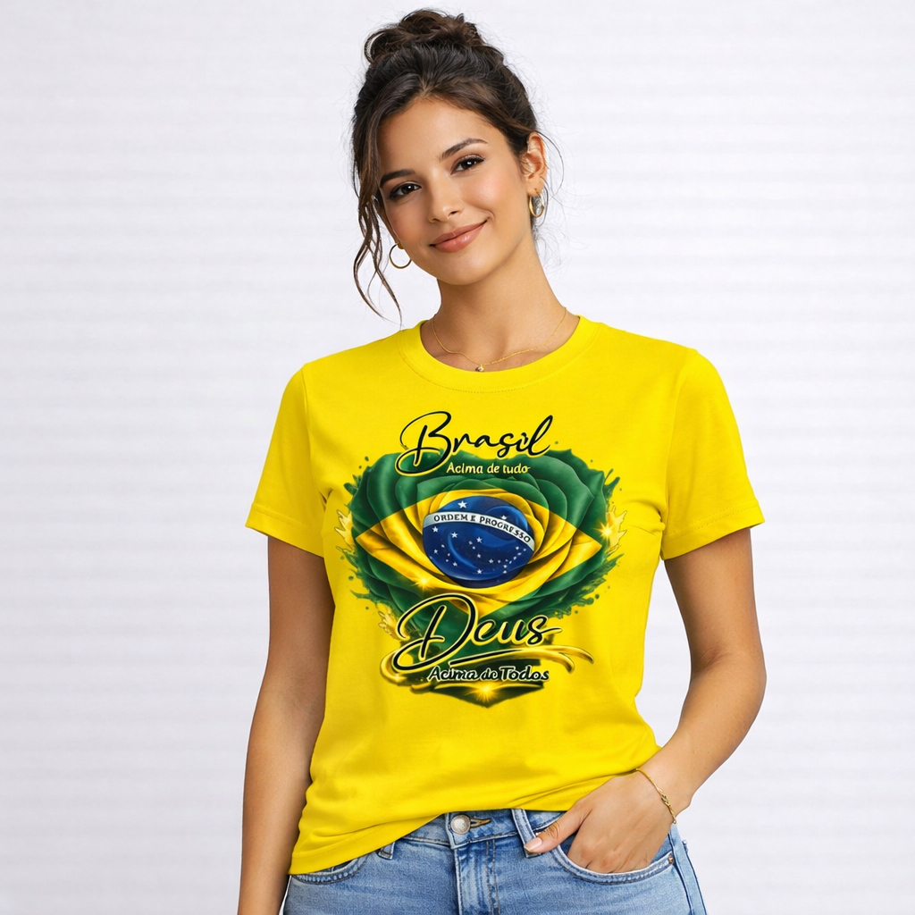 Camiseta Copa do Mundo 2026 Brasil Masculina Feminina Futebol Bandeira Brasil