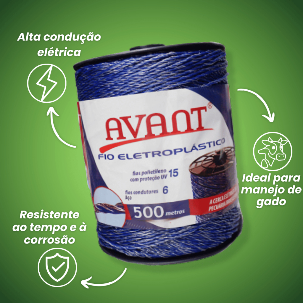 Fio Eletroplástico Avant 500m Cerca Elétrica Nellore Alta Resistência