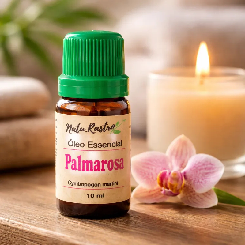 Óleo Essencial de Palmarosa Natu.Rastro 10ml - Revitalização celular e ação anti-inflamatória