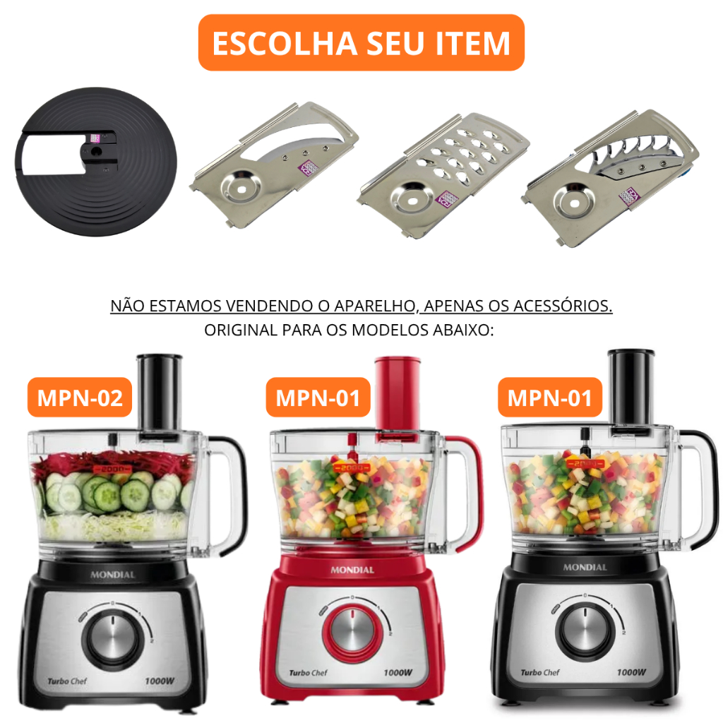 Lâminas Multiprocessador Mondial MPN-02 Original – Ralar Fatiar Palito