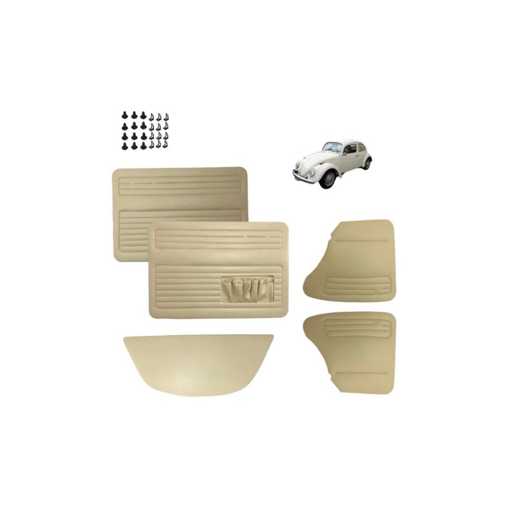 Forro Porta Vw Fusca 63-77 Jogo 5 Peças Com Bolsa Bege