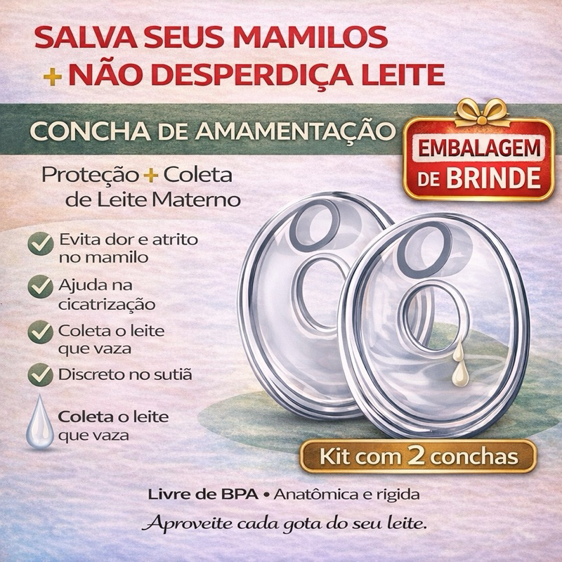 CONCHA COLETORA DE LEITE MATERNO - AMAMENTAÇÃO - ANATÔMICA E RÍGIDA - COLETOR