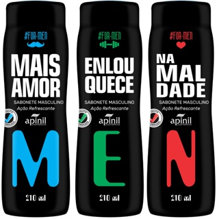 Kit 3 Sabonete Líquido Masculino Apinil 210ml em Oferta na Shopee