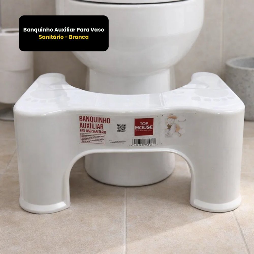 Banco de Cócoras Banquinho Banheiro Apoio Pés Vaso Sanitário Multifuncional Branco Escadinha de Banheiro Ergonômico