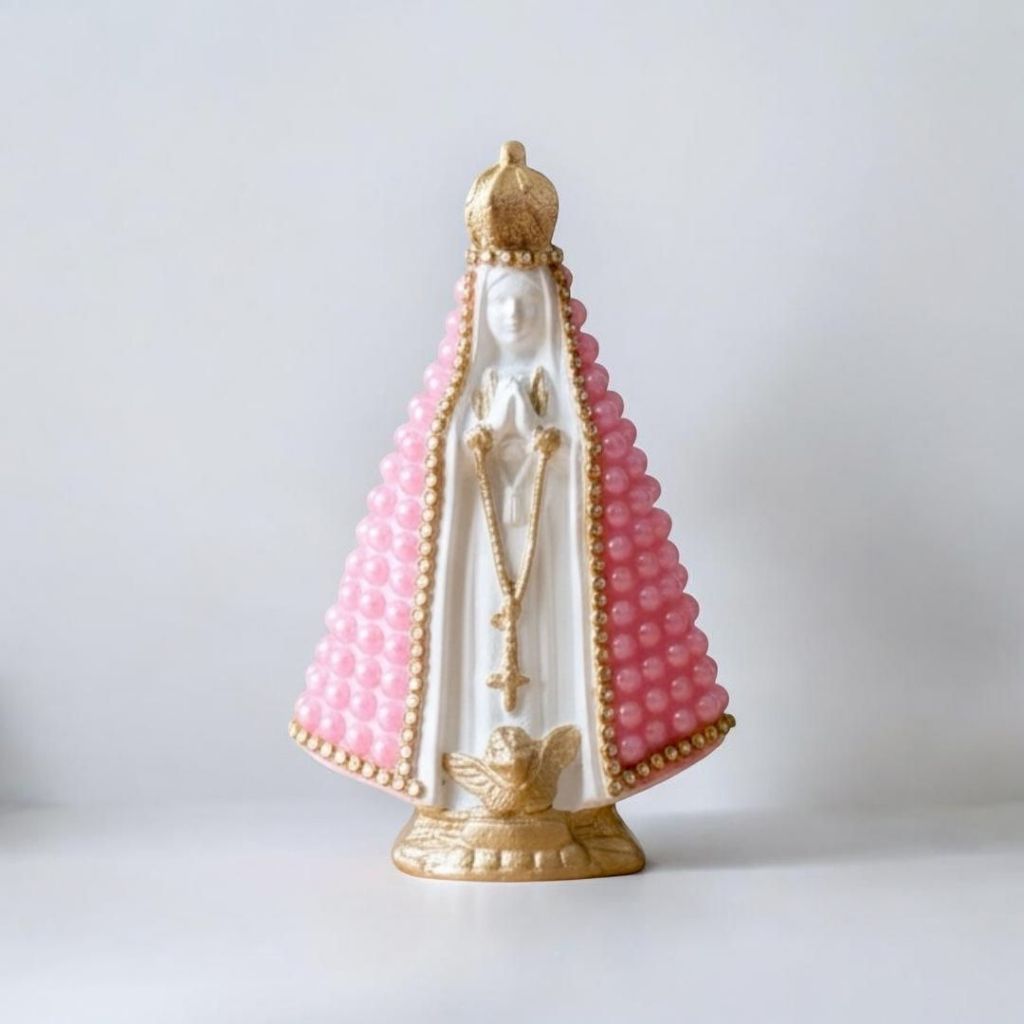 Imagem Nossa Senhora Aparecida Italiana Perola Rosa 15cm — imagem 2 de 2