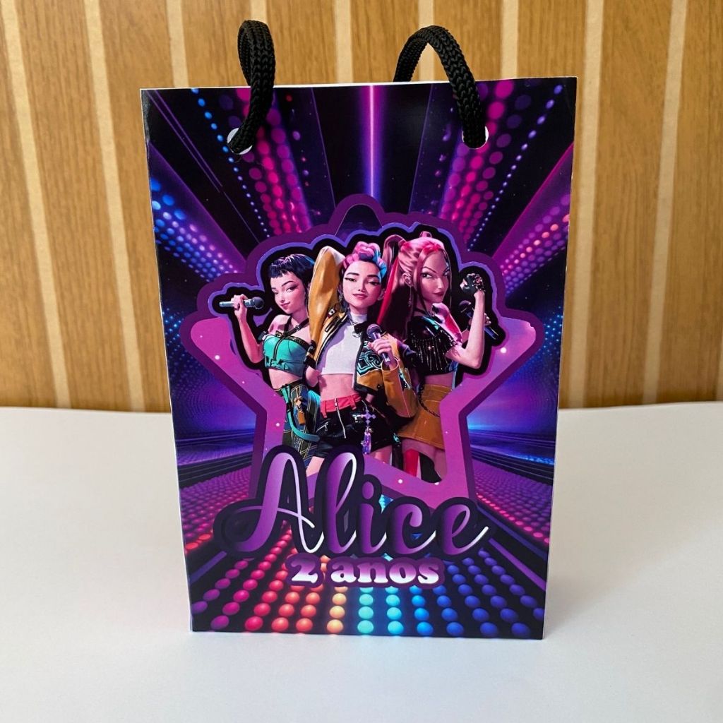 Kit Sacolinha 10|15|20 Personalizada Guerreiras K Pop Festa 10x15cm | Lembrancinha, Embalagem, Kit Presente com Alça