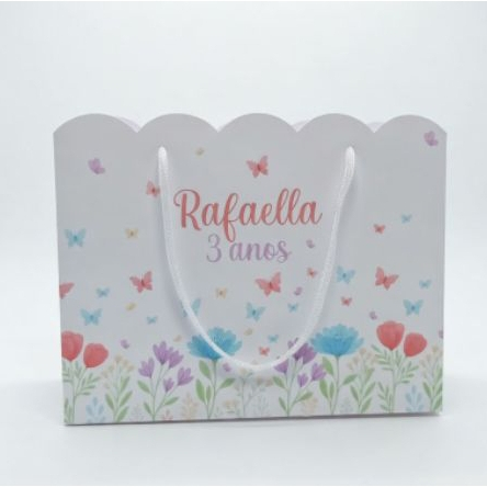 Sacolinha Personalizada Jardim Encantado | Borboletas| Flores | Lembrancinha |  Pegue e monte