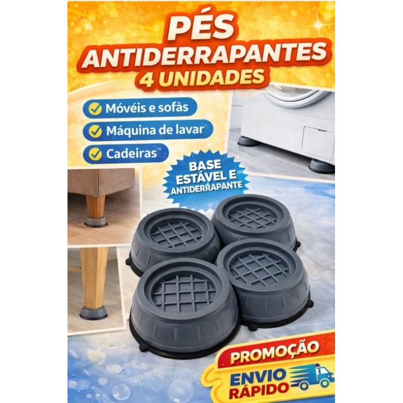 kit 4 Suporte Pé Nivelador Antivibração  Maquina Lavar Lava e Seca  Universal