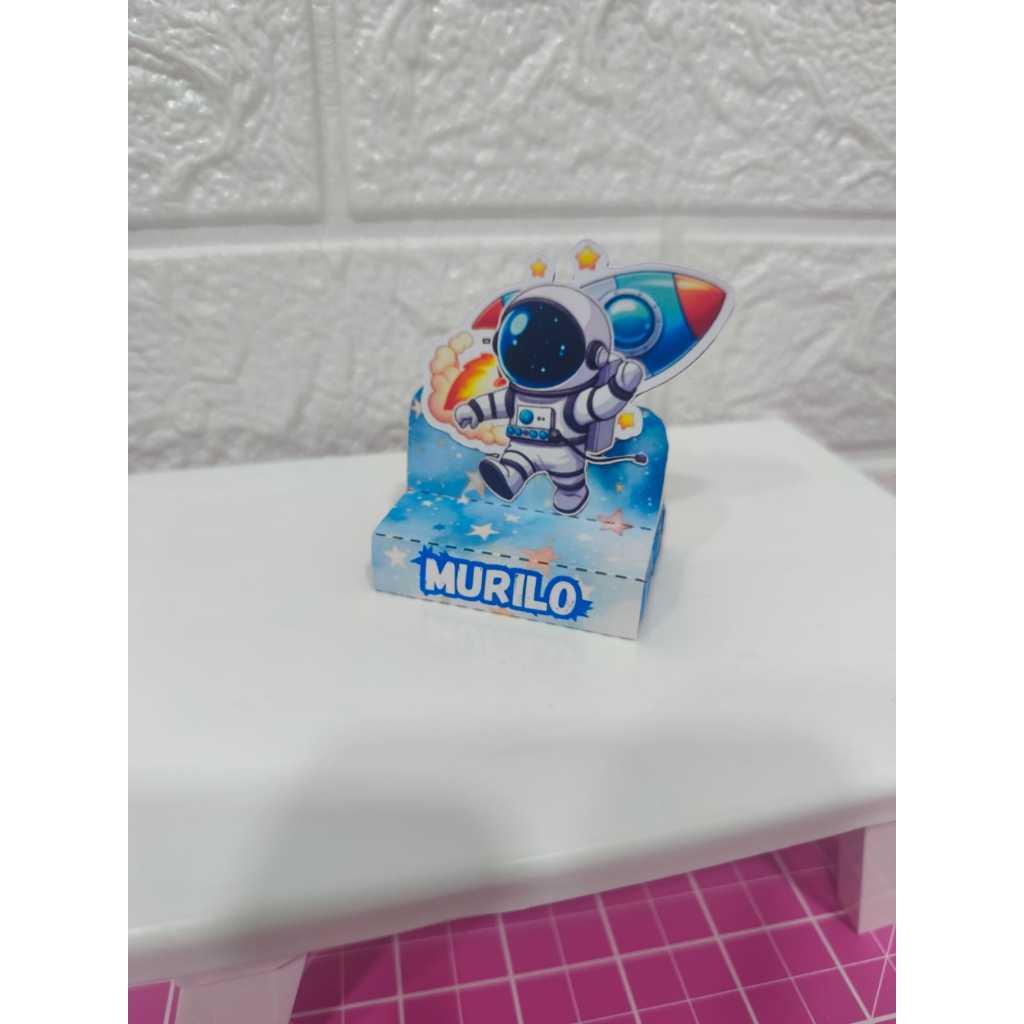 Porta Bis Duplo Personalizado Astronauta com aplique - Lembrancinha para Aniversário - Enfeite de Festa
