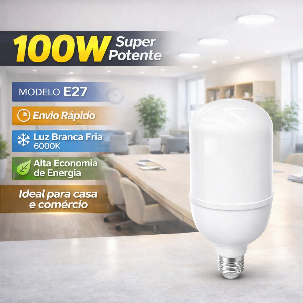 Lâmpada LED Bulbo 100W Super Branca Econômica Bivolt em Oferta na Shopee