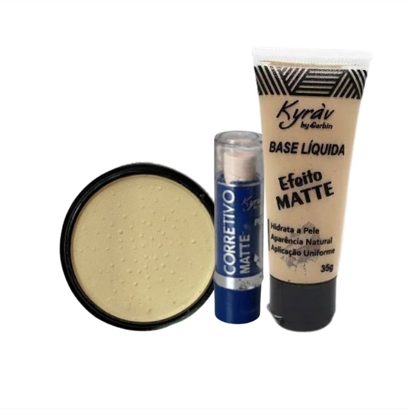 Kit de Maquiagem Pó Compacto, Base e Corretivo 3 itens / Gloss Perfume Body Splash em Oferta na Shopee