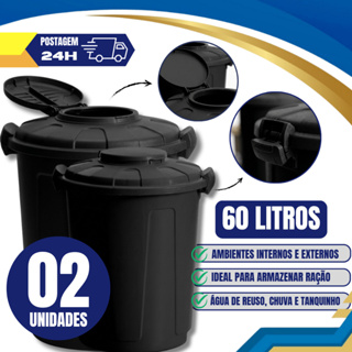 Kit 02 Unidades Lixeira Cesto Multiuso 60 Litros Tampa e Trava Higiênica Prédio Escola Edifícios Coleta Seletiva em Oferta na Shopee