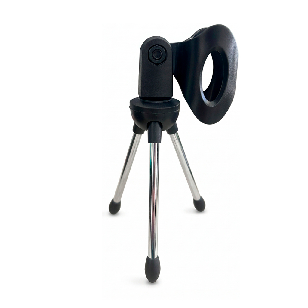 Suporte de Microfone com Mini Tripé MTM-001 Estrutura Metálica Leve Base Estável para Podcast
