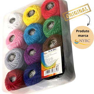 Kit 12 Linhas Crochê NYBC 100% Algodão Cores Sortidas Linha Fina Para Amigurumi Bordado e Artesanato em Oferta na Shopee