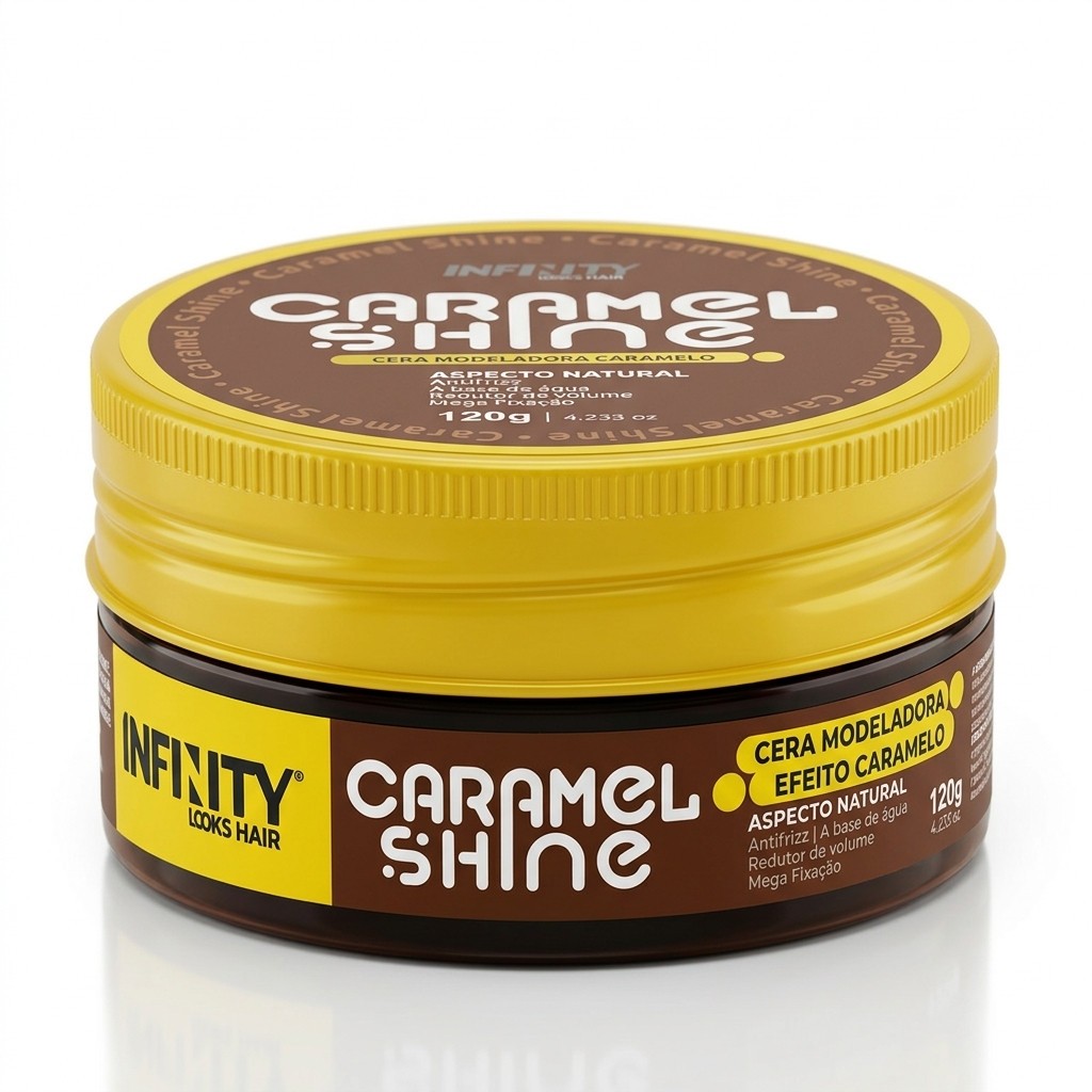 Cera Modeladora Caramel Shine Infinity Pomada Cabelo Masculino Efeito Brilho 120g