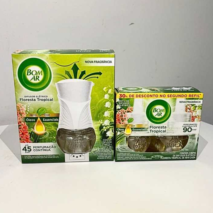 Bom Ar Difusor Elétrico Lançamento Floresta Tropical Aparelho + Refil16ML ou Refil c/ 2 Un 16ML Cada em Oferta na Shopee