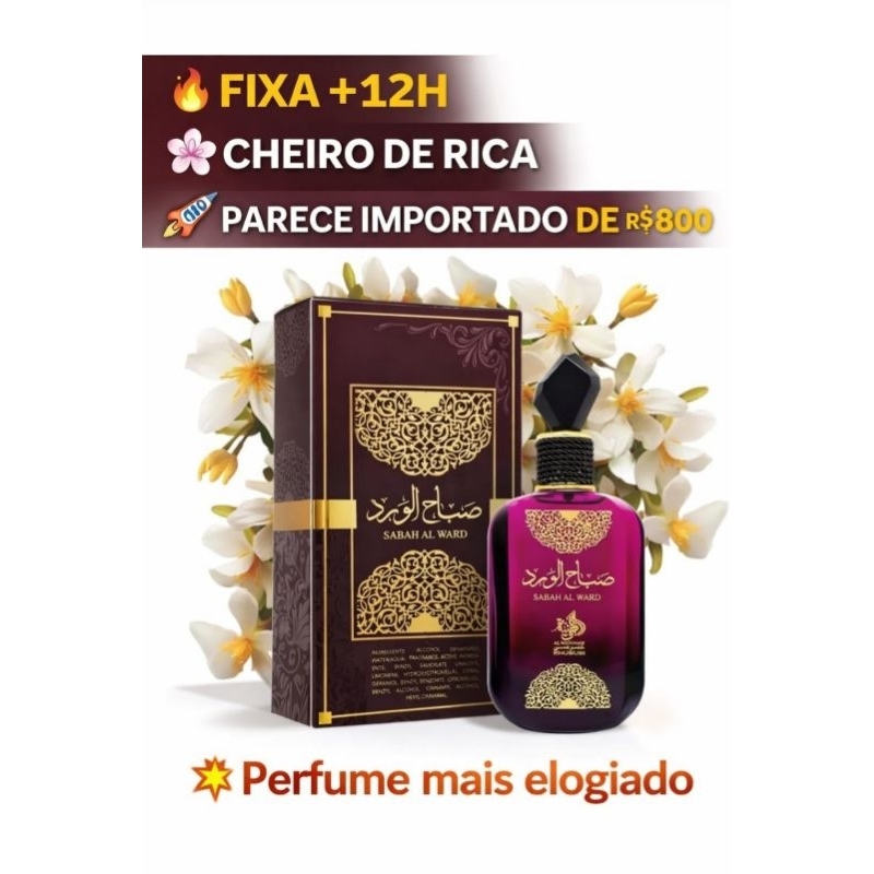 Perfume Árabe Sabah Al Ward Lattafa Feminino 100ml Original Doce Floral Alta Fixação Importado