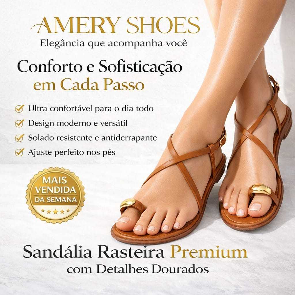 Sandália Feminina Simples Cruzada Enfeite Ajustável Confortável Traseira Lançamento Rasteirinha Nova