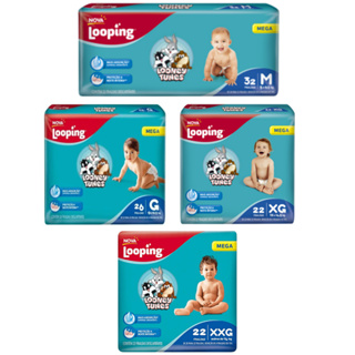 FRALDA LOOPING LOONEY TUNES MEGA em Oferta na Shopee