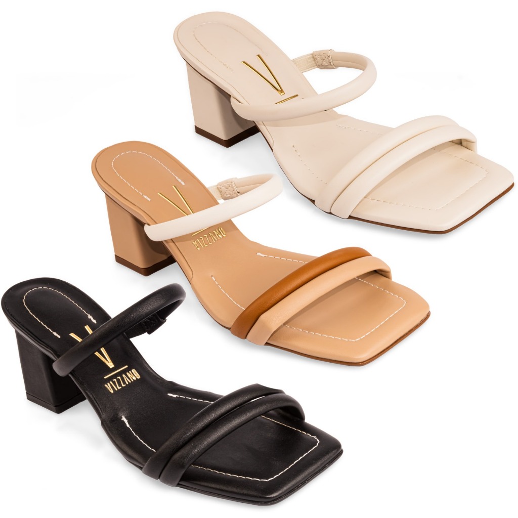 Sandália Vizzano Salto Bloco Grosso Confortável Casual 6455 em Oferta na Shopee