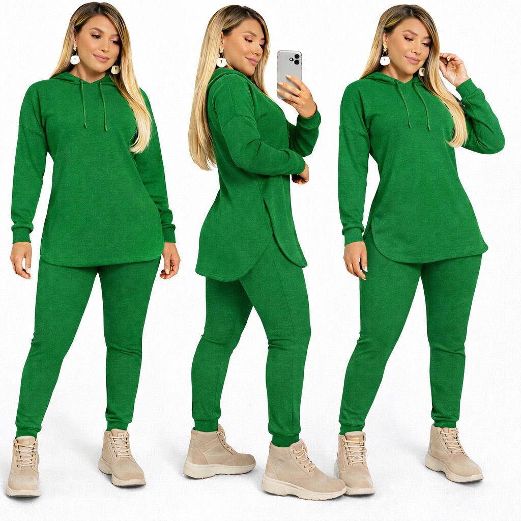 Conjuto  Envio Rápido com capuz, feminino tecido lanzinha conforto e elegancia