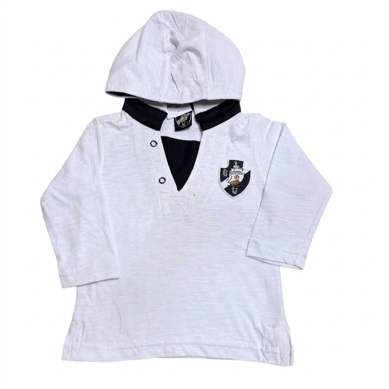 Camiseta Manga Longa Capuz Vasco Torcida Cruzmaltina Unissex 100 Algodão