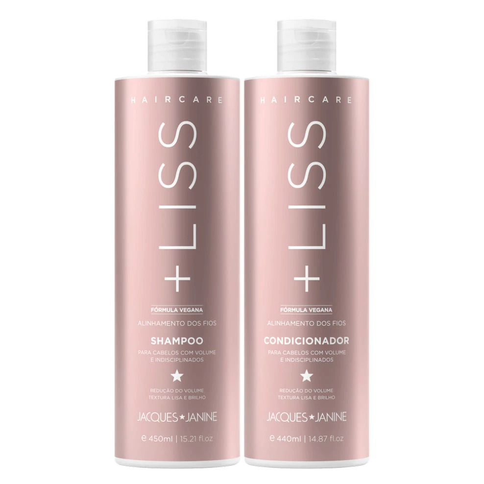 Jacques Janine Hair Care Liss Shampoo Sem Sal 450ml Condicionador Leave-in 440ml Brilho Reduz Volume