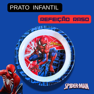 Prato Infantil Refeição Homem Aranha Prato Raso de Melanina Original 21cm em Oferta na Shopee