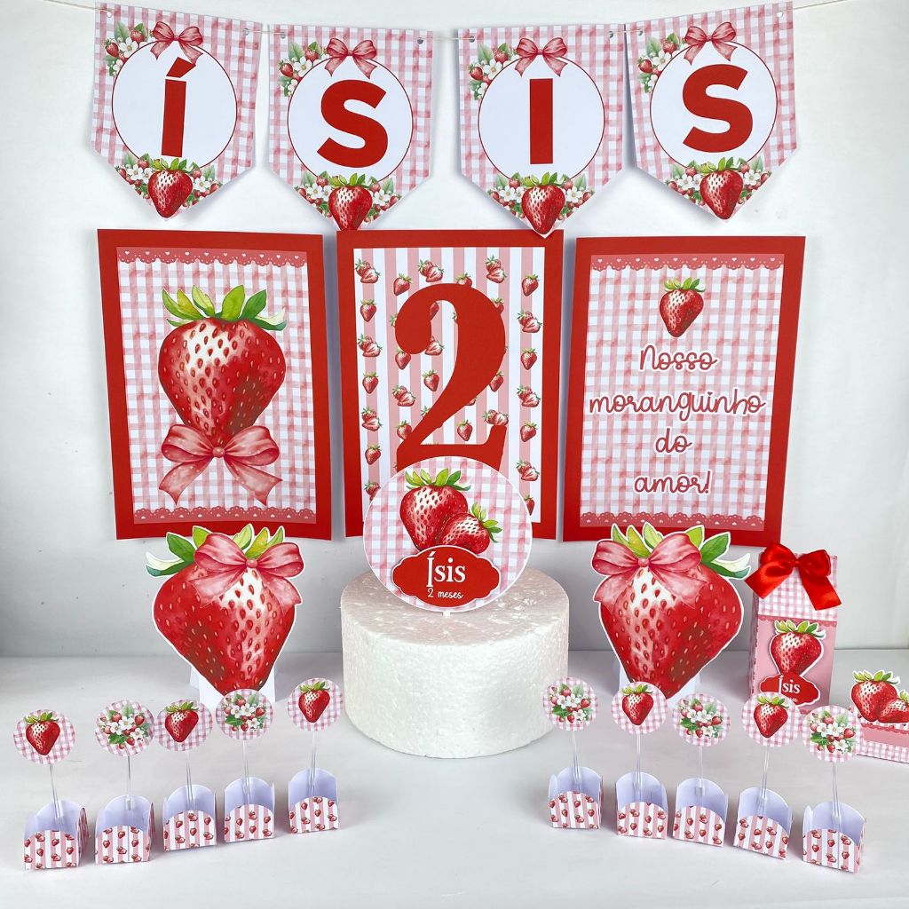 Kit só um bolinho Morango, fruta moranguinho - lembrancinhas personalizadas,  decoração  aniversário