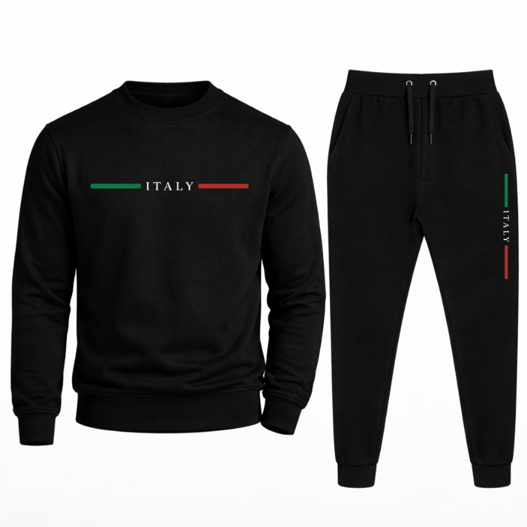 CONJUNTO DE MOLETOM KIT ITALY LISTRA MOLETOM CARECA ESTILO SUETER E CALÇA DE MOLETOM PARA  INVERNO VERSATIL, CONFORTAVEL