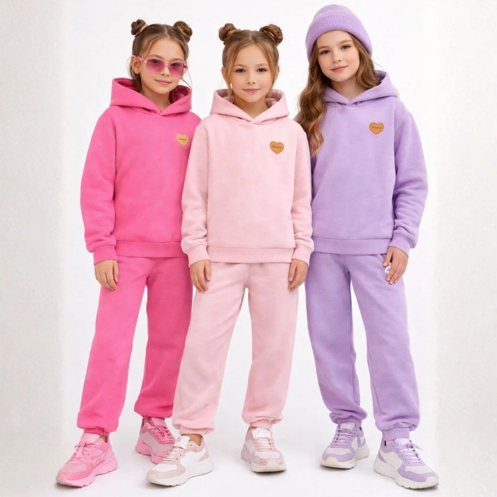 Kit 6 Peças Roupas Inverno Infantil Menina – 3 Casacos + 3 Calças Moletom Escolar Básico em Oferta na Shopee