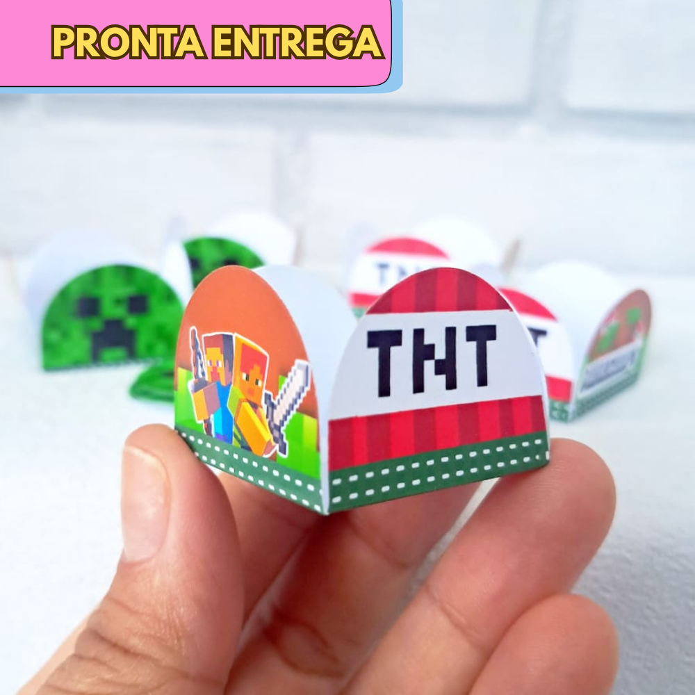 20/50 PRONTA ENTREGA Forminha Personalizada MINECRAFT 4 Pétalas para Brigadeiro/Docinhos para Festas