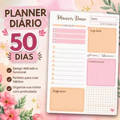 Planner Diário/Semanal 50 Folhas Com Capa de Acetato e Wire-O - Vertical ou Horizontal / Diário ou Semanal