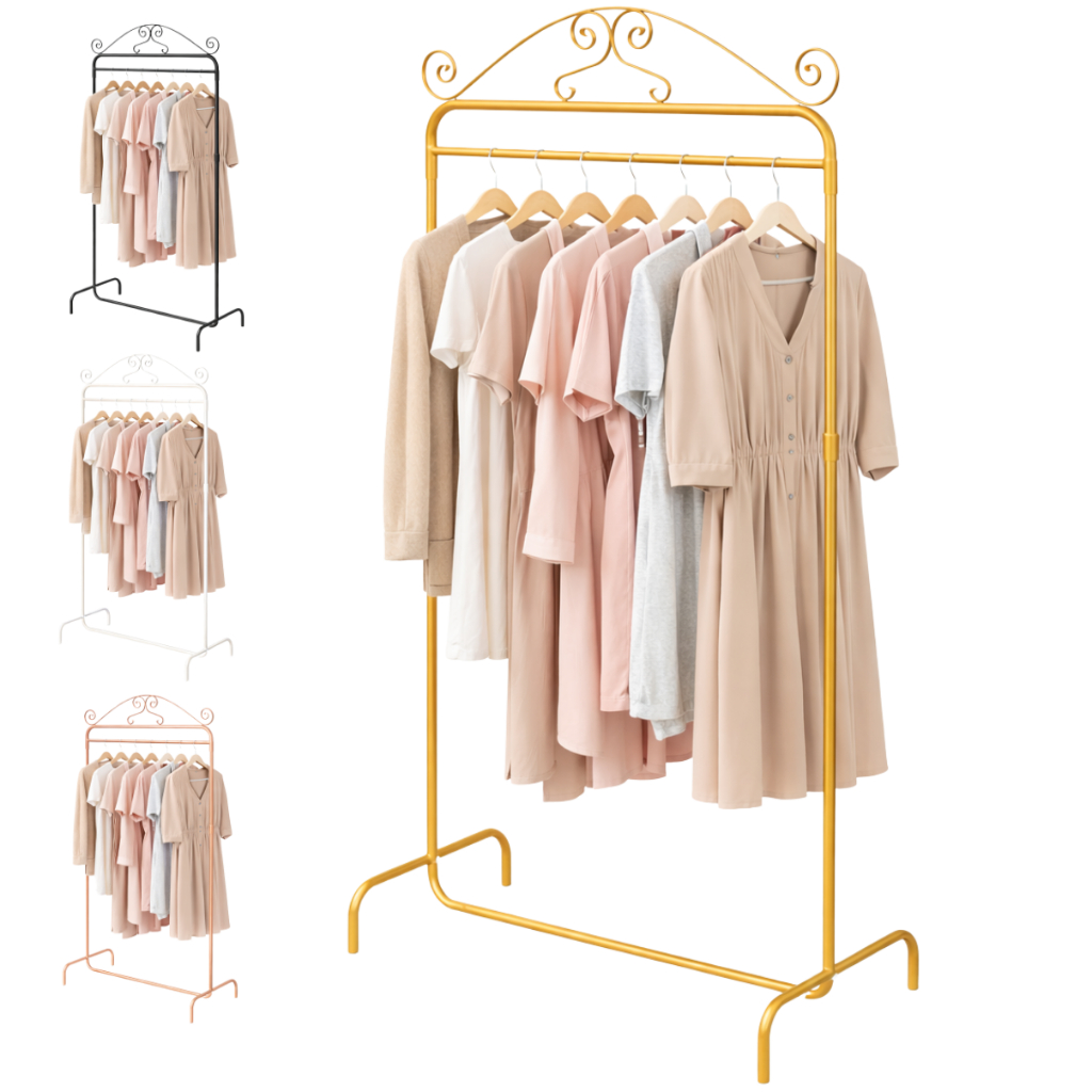 Arara de Roupa Vintage Retro 1.00 Metro de Largura Modelo de Chão em Metal com Altura Ajustável 4 Cores