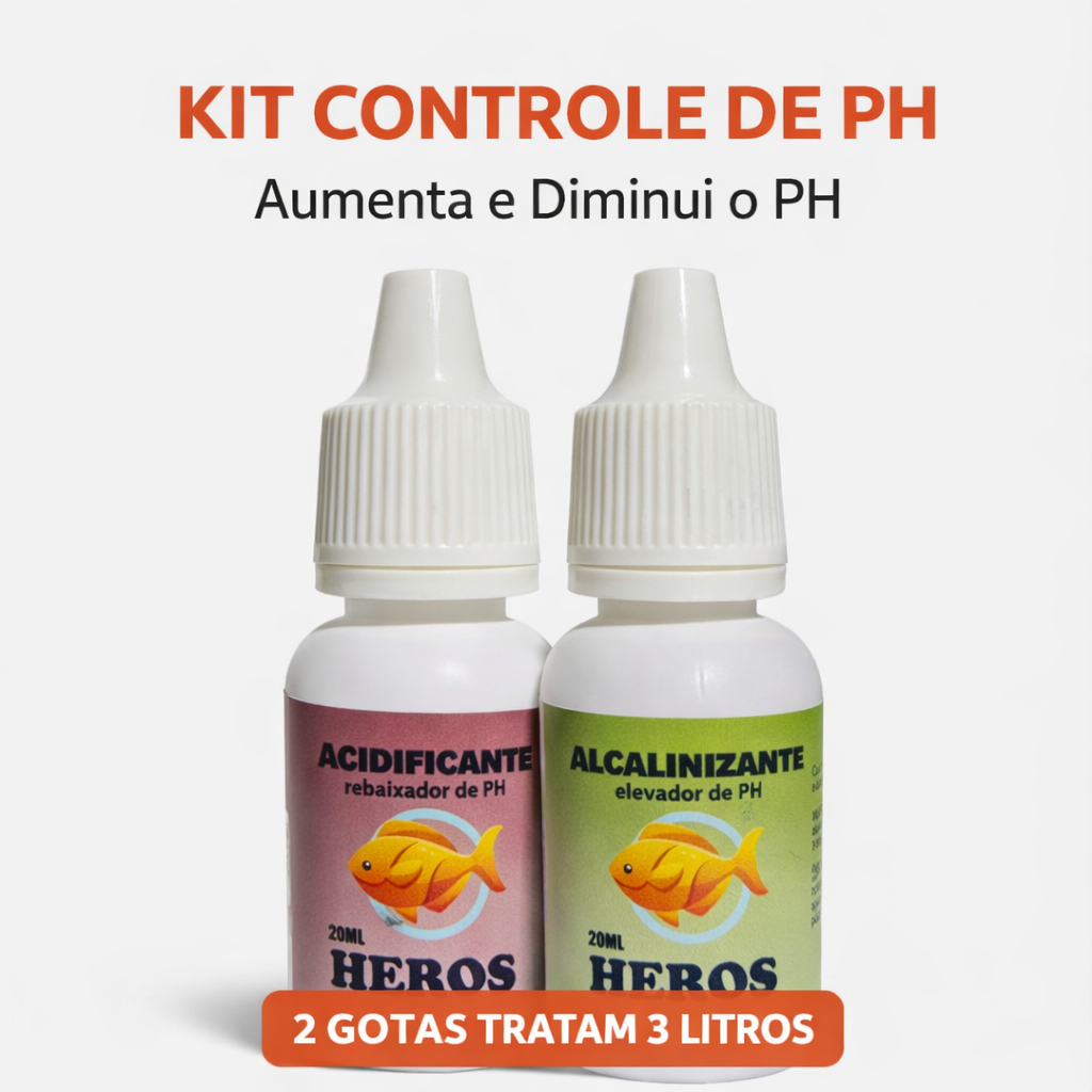 Kit Controle De Ph Aquário Acidificante + Alcalinizante 20ml Ajuste Ph Peixes Tartaruga