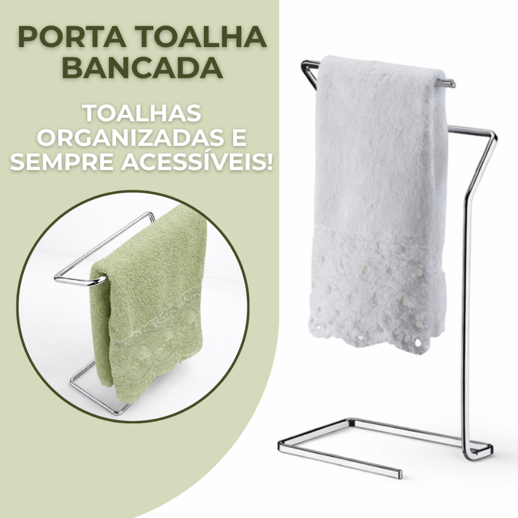 Suporte Porta Toalha Toalheiro De Pia Bancada Lavabo Aço Cromado