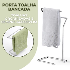 Suporte Porta Toalha Toalheiro De Pia Bancada Lavabo Aço Cromado