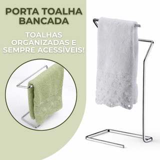 Suporte Porta Toalha Toalheiro De Pia Bancada Lavabo Aço Cromado